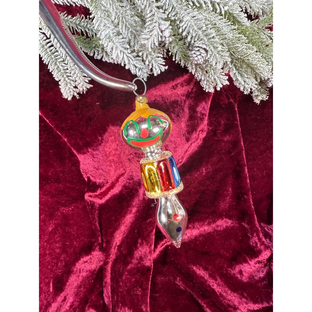 VTG Christmas Handblown Glass Ornament Little Clown Soffieria De Carlini Italy